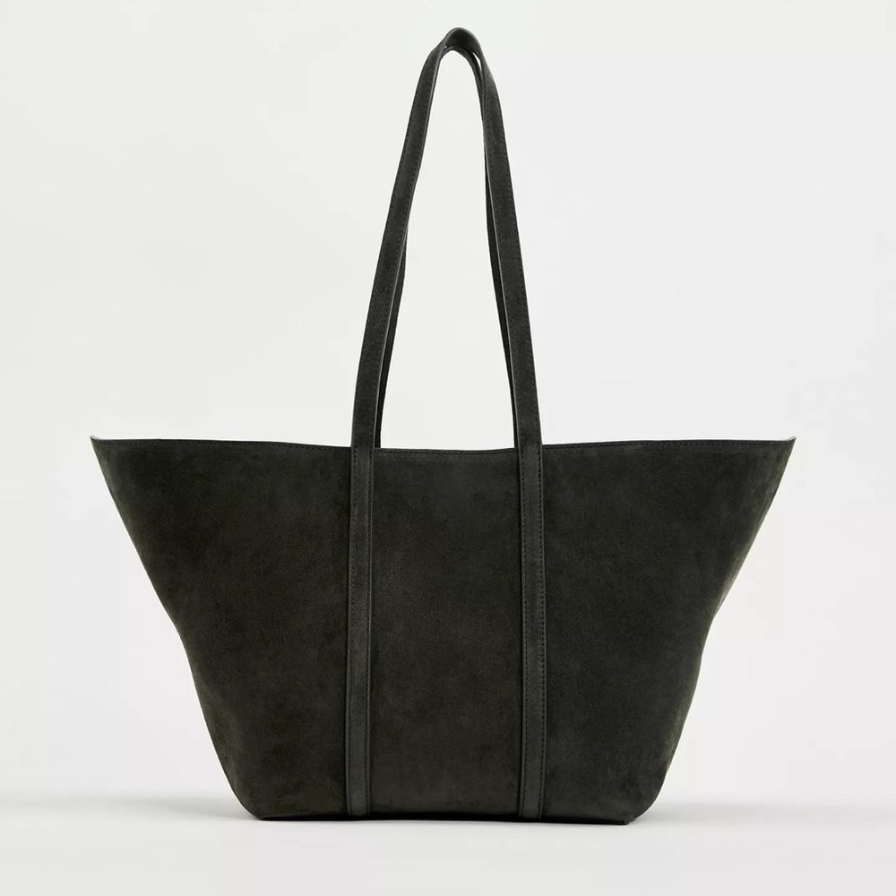 Zara Suede Tote - Gray / Green